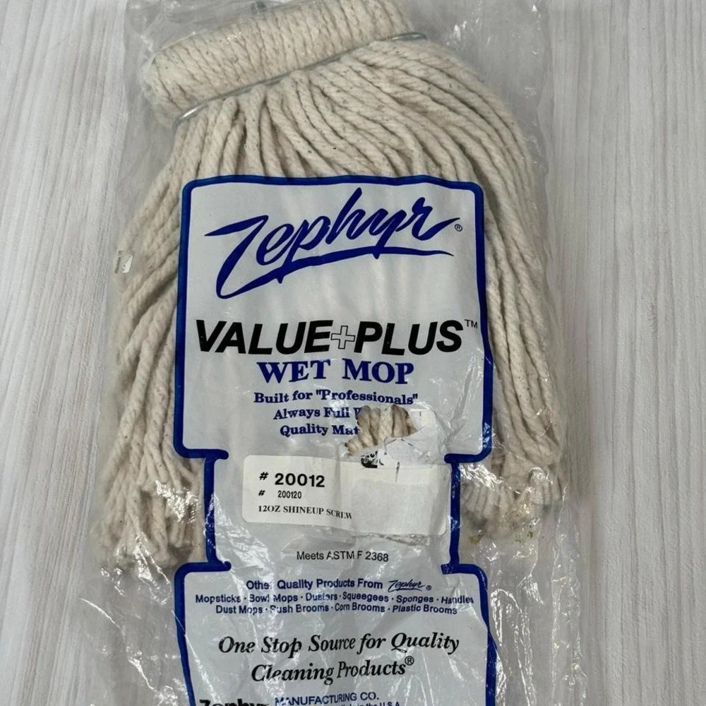 Zephyr Value Plus Wet Mop 12oz Shineup Screw Mop Head Replacement ‎ Commercial
